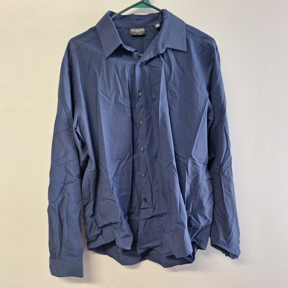 Van Heusen Slim Fit Mens‎ Large Blue Button Down Lightweight Dress Shirt